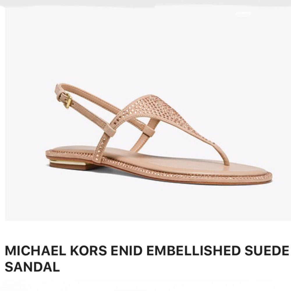 MICHAEL KORS “Enid” Embellished Suede Sandals 7.5M